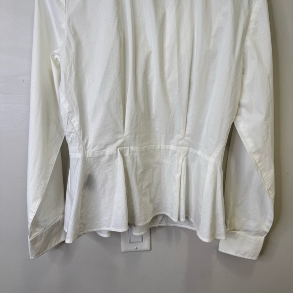 Lauren Ralph Lauren Pleated White Button Down Shirt Size 14 Neutral Minimalist - Picture 7 of 9